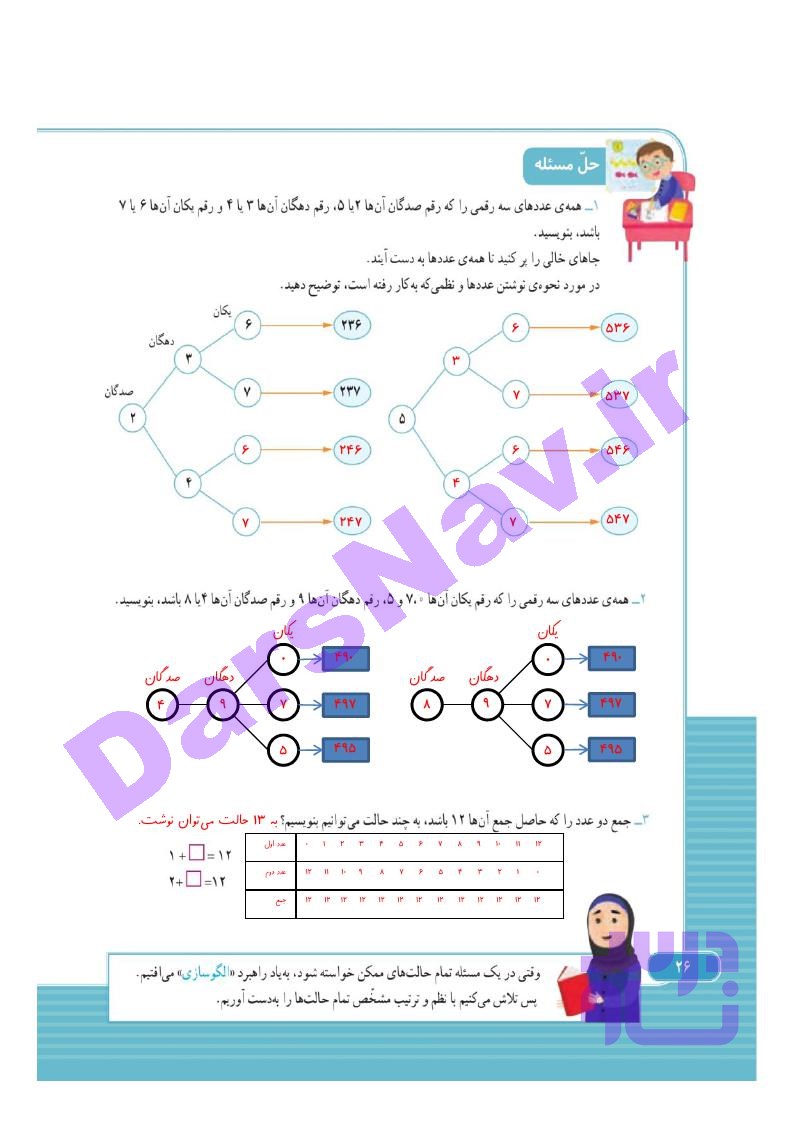 پاسخ فصل دو ریاضی سوم  صفحه 2