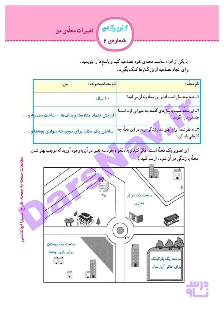 پاسخ درس دو مطالعات اجتماعی چهارم  صفحه 5