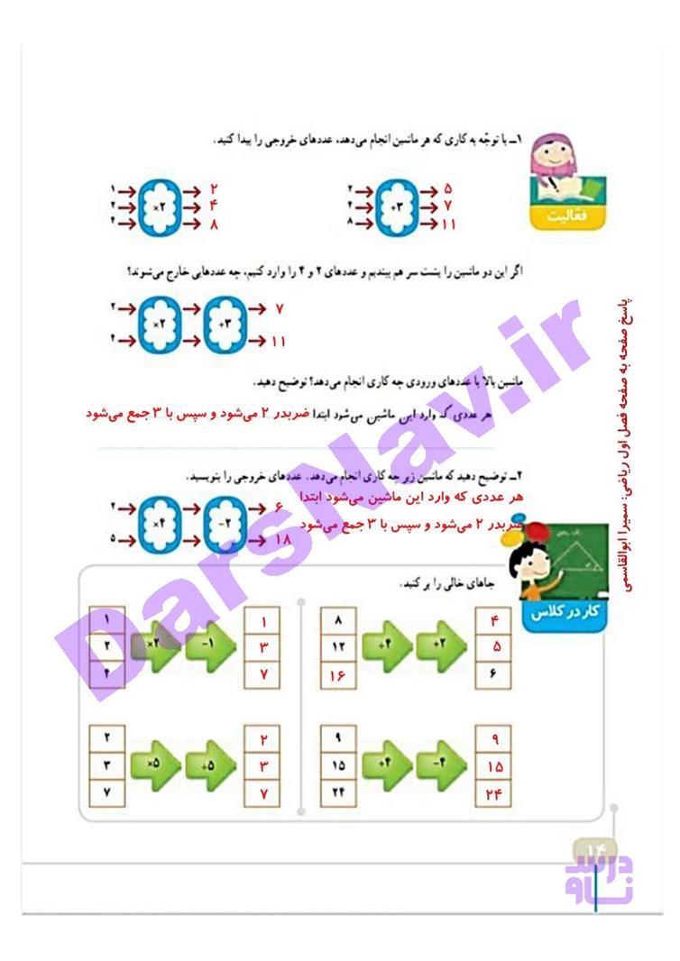 پاسخ فصل یک ریاضی چهارم  صفحه 13