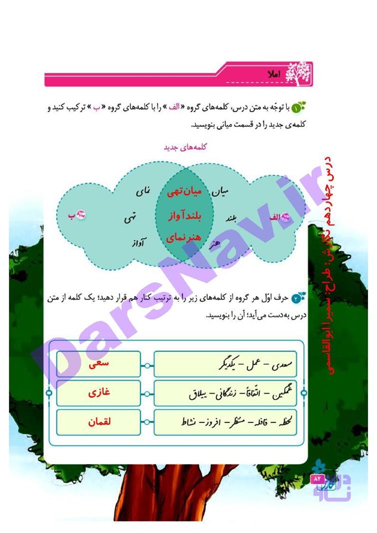 پاسخ درس چهارده نگارش چهارم  صفحه 2