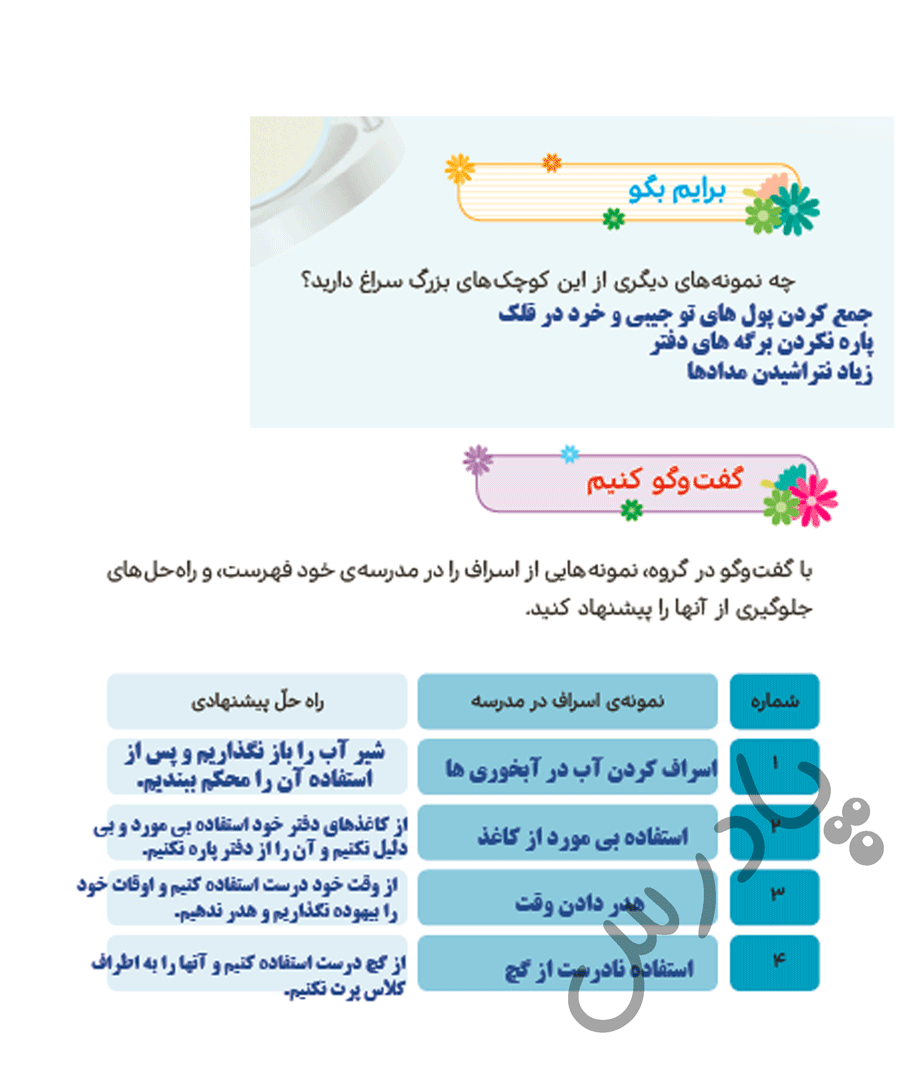 پاسخ درس سیزده هدیه‌های آسمان پنجم  صفحه 1