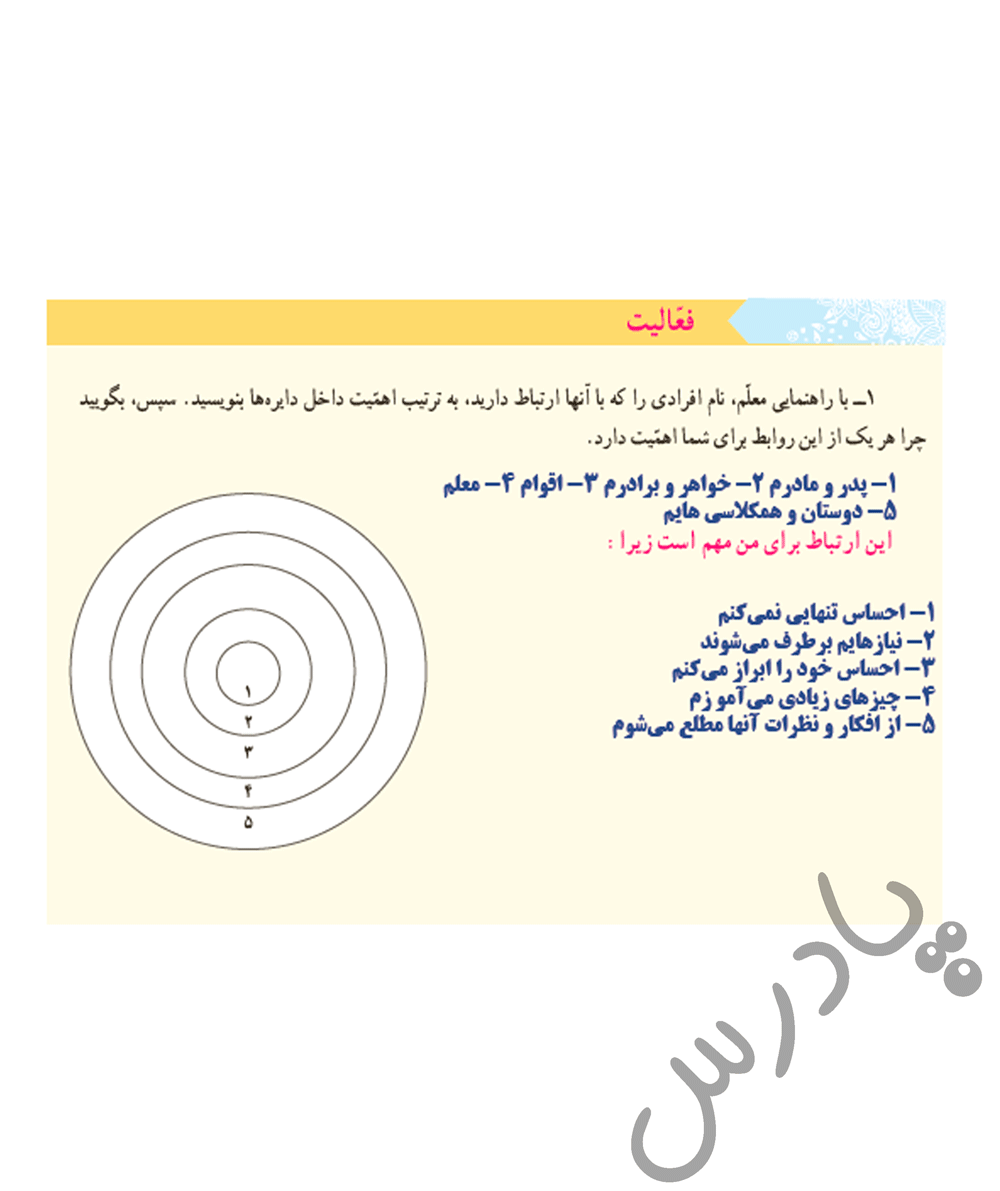 پاسخ درس 1 مطالعات اجتماعی پنجم  صفحه 1