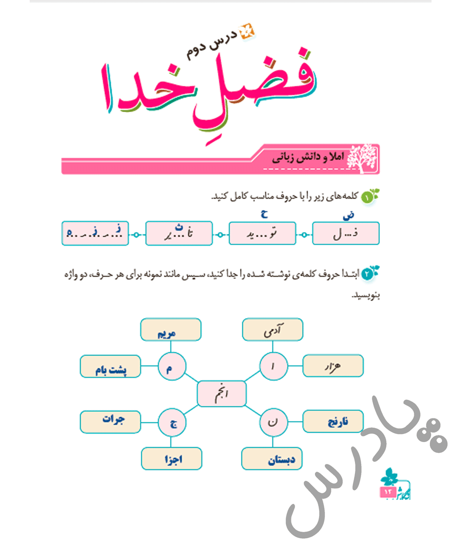 پاسخ درس دو نگارش پنجم  صفحه 1