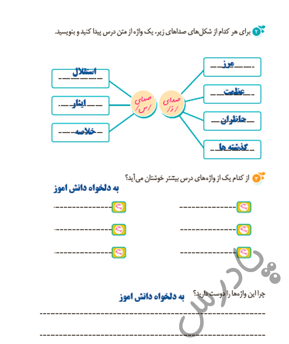 پاسخ درس شش نگارش پنجم  صفحه 2