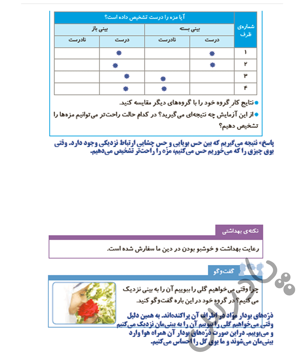 پاسخ درس هفت علوم پنجم  صفحه 3