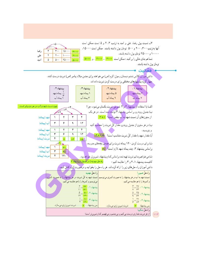 پاسخ فصل 6 ریاضی ششم  صفحه 3