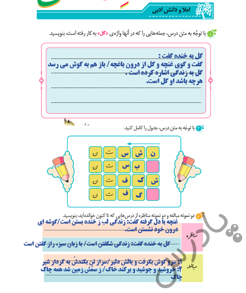 پاسخ درس چهارده نگارش ششم  صفحه 1