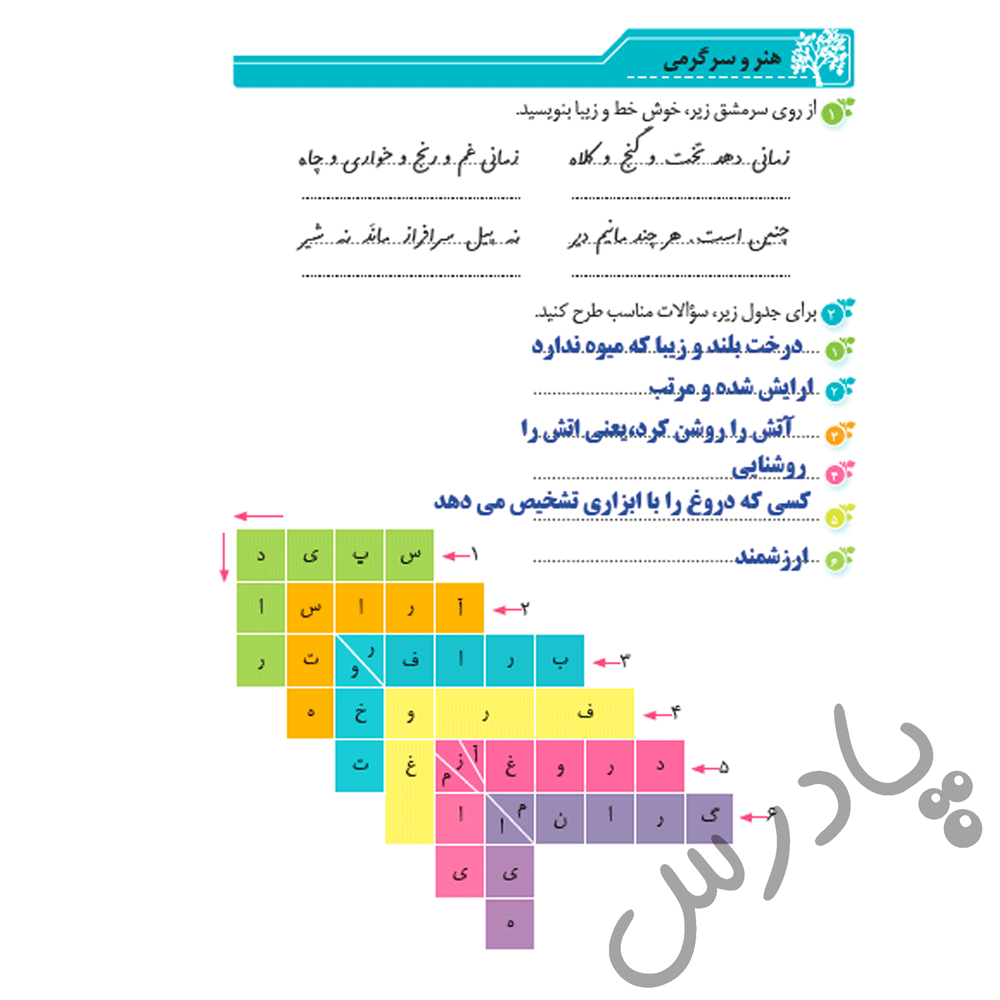 پاسخ درس هفده نگارش ششم  صفحه 5