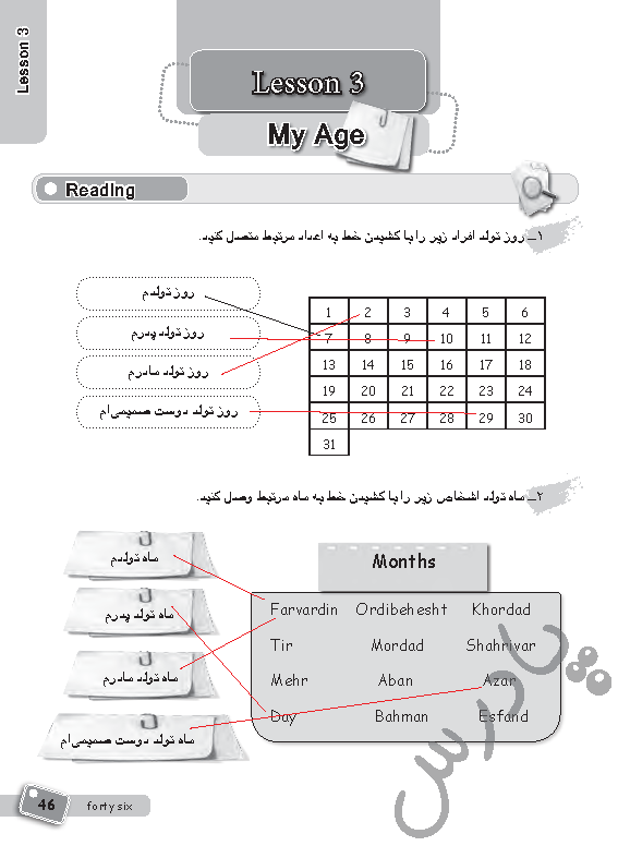 پاسخ درس سه کتاب کار زبان انگلیسی هفتم  صفحه 1