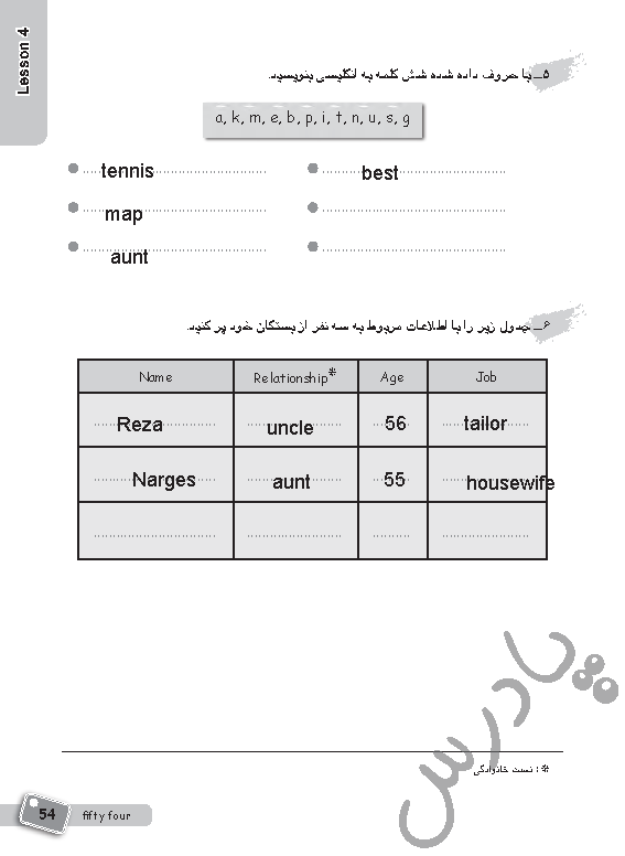 پاسخ درس 4 کتاب کار زبان انگلیسی هفتم  صفحه 3