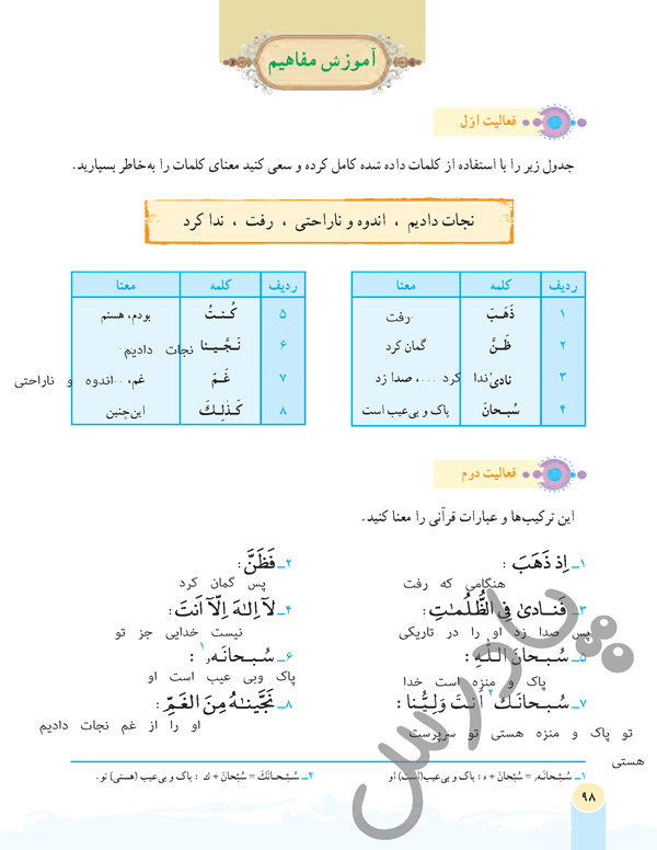 پاسخ درس یازده قرآن هفتم  صفحه 1