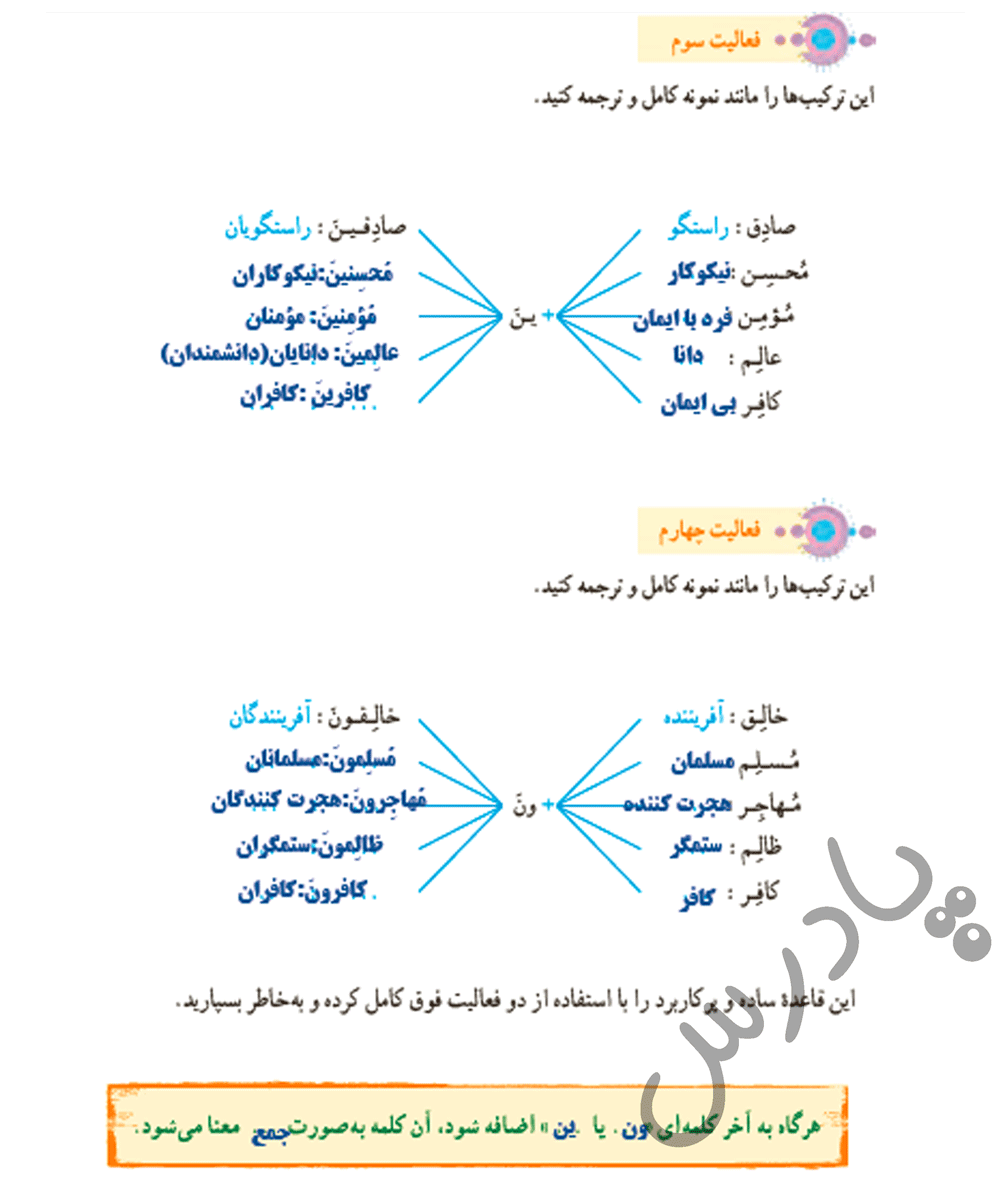 پاسخ درس چهار قرآن هفتم  صفحه 2