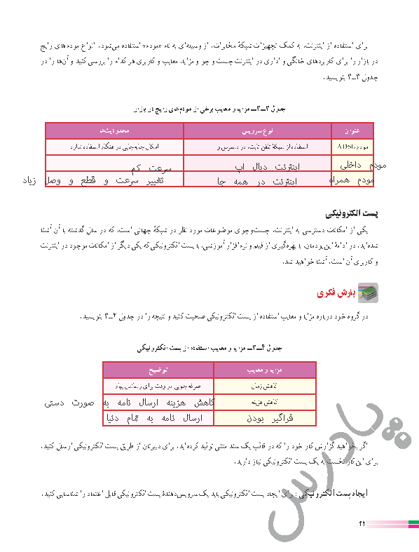 پاسخ پودمان سه کار و فناوری هشتم  صفحه 2