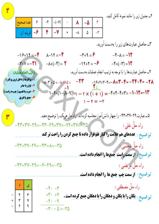 پاسخ فصل 1 ریاضی هشتم  صفحه 2