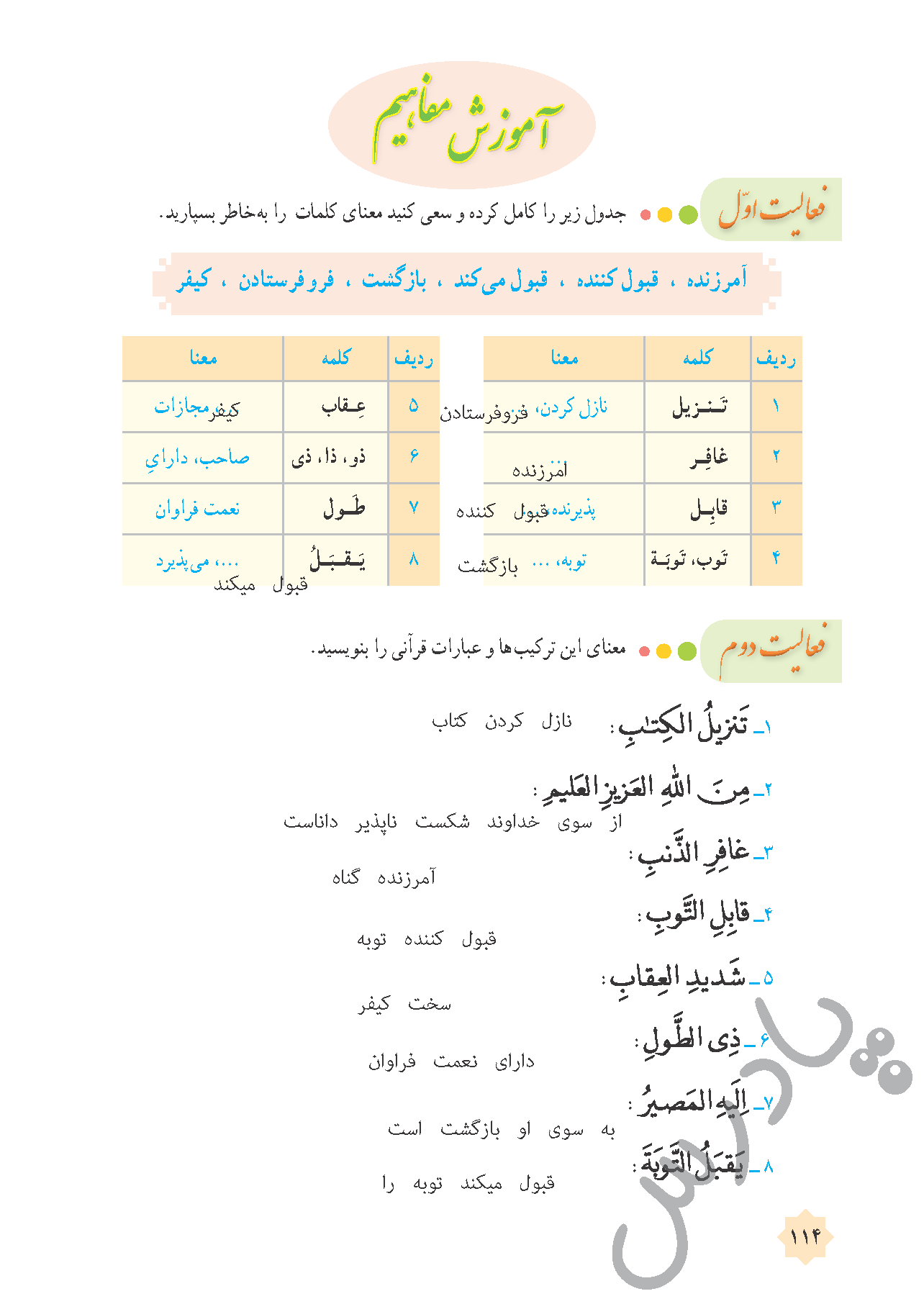 پاسخ درس دوازده قرآن هشتم  صفحه 1