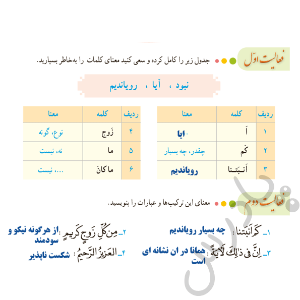 پاسخ درس سه قرآن هشتم  صفحه 1