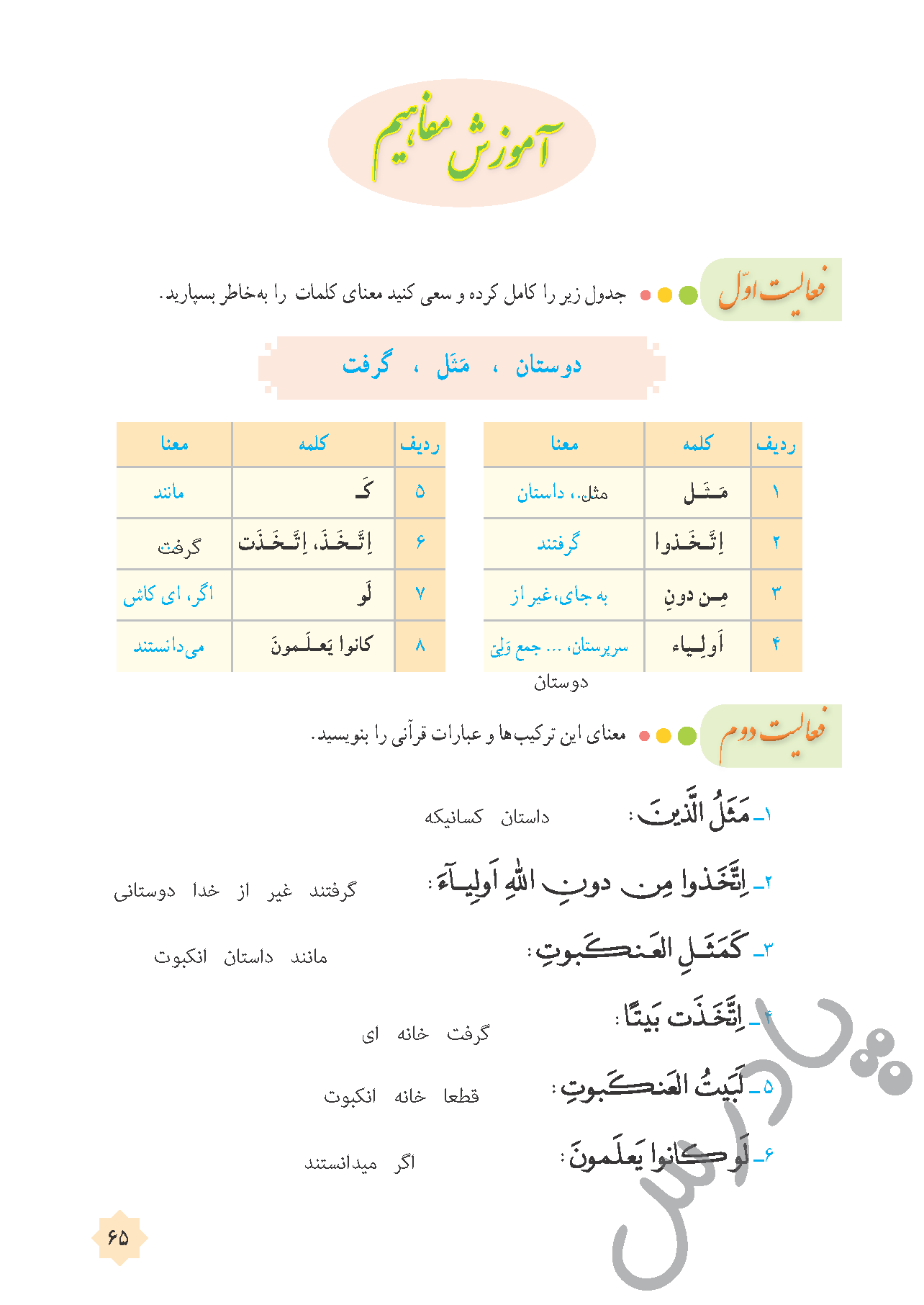 پاسخ درس شش قرآن هشتم  صفحه 3