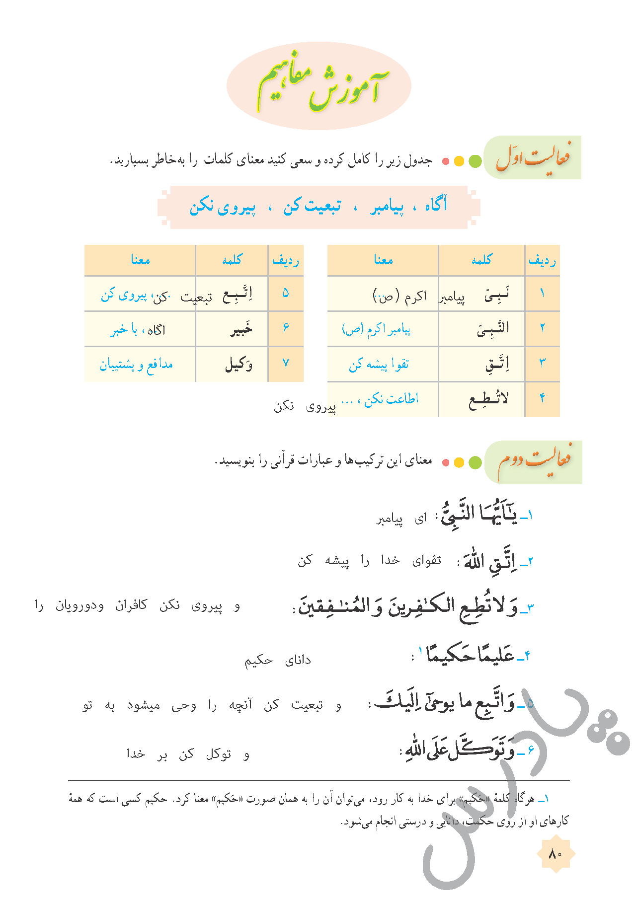 پاسخ درس هشت قرآن هشتم  صفحه 1