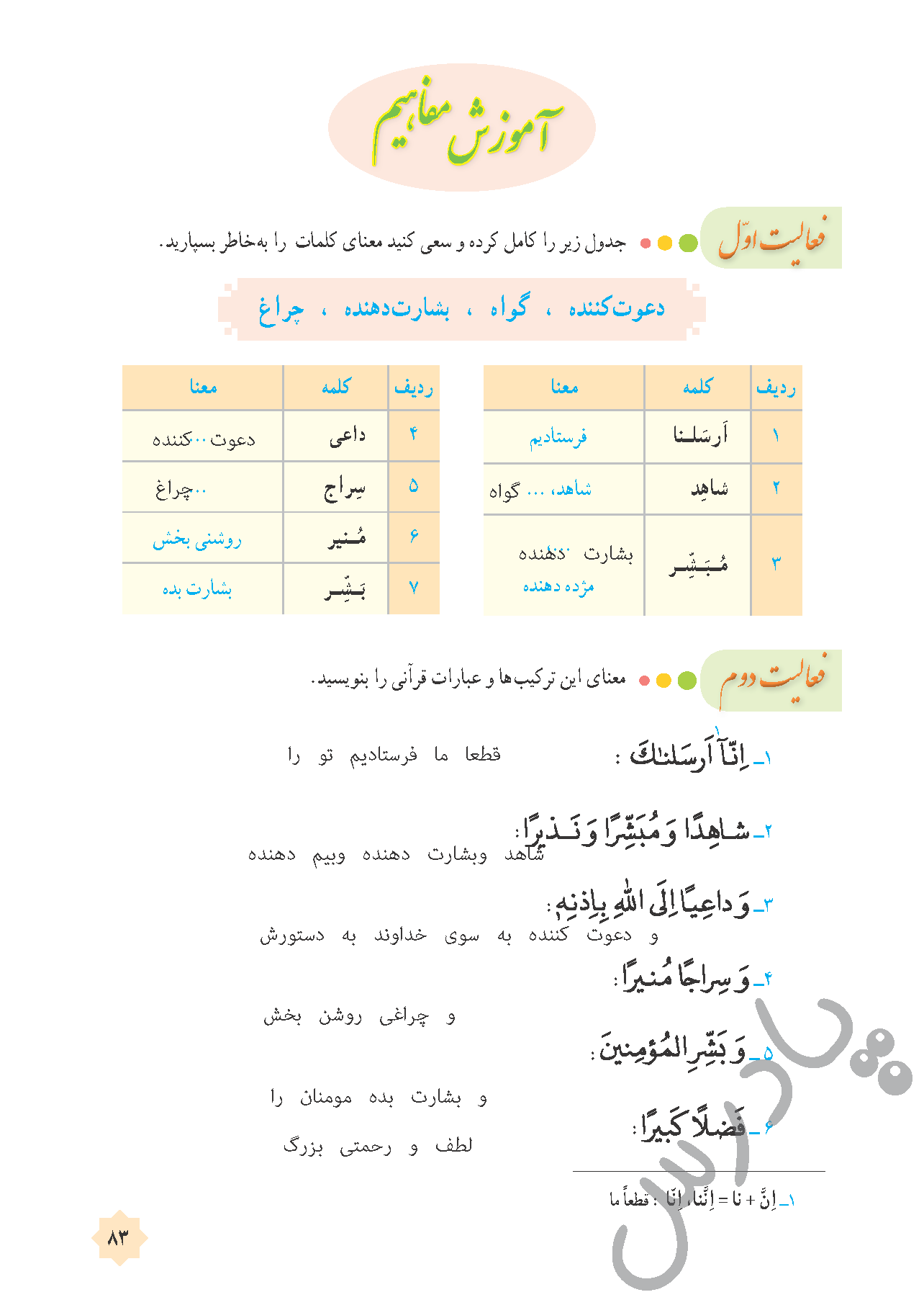 پاسخ درس هشت قرآن هشتم  صفحه 3