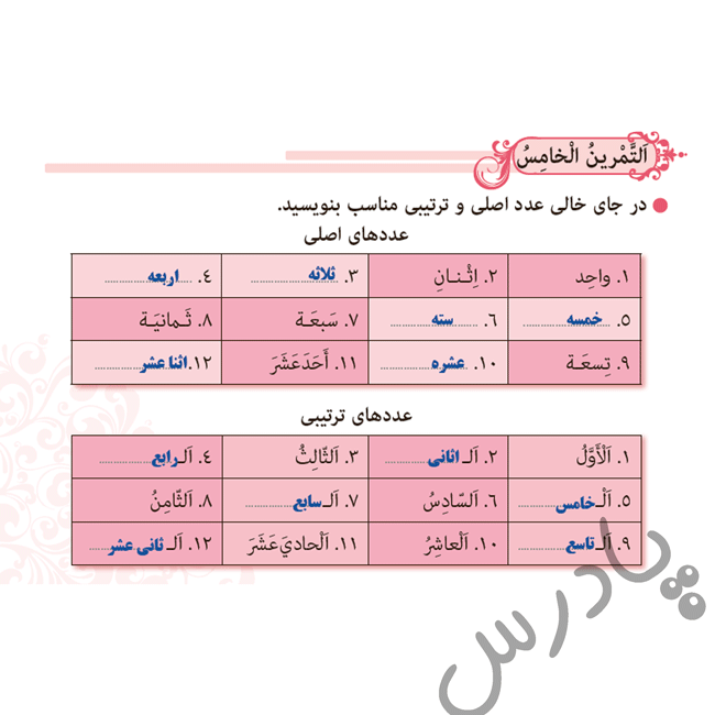 پاسخ درس 10 عربی نهم  صفحه 5