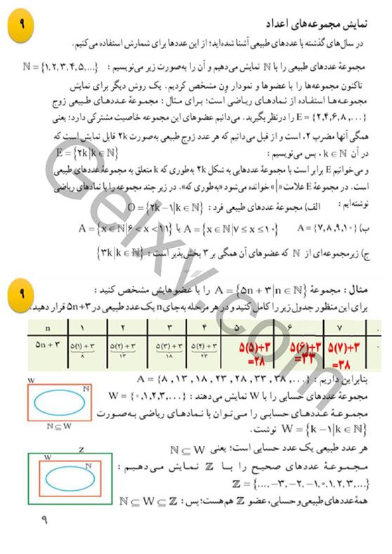 پاسخ فصل یک ریاضی نهم  صفحه 11