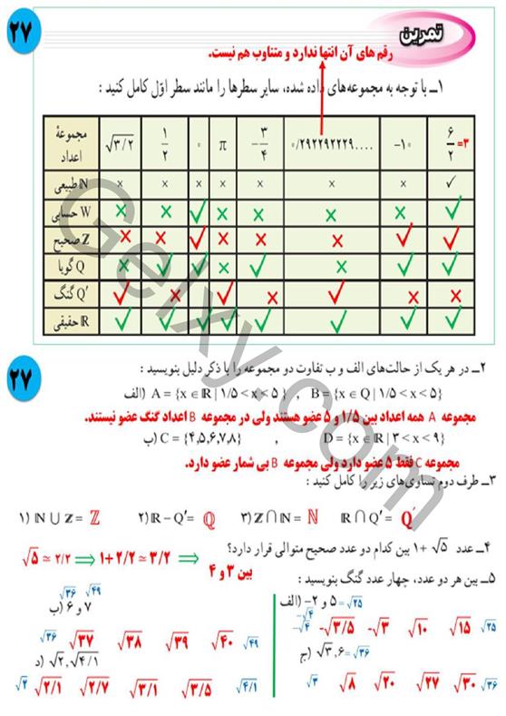 پاسخ فصل دو ریاضی نهم  صفحه 11