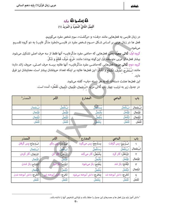 پاسخ درس سه عربی دهم انسانی صفحه 4