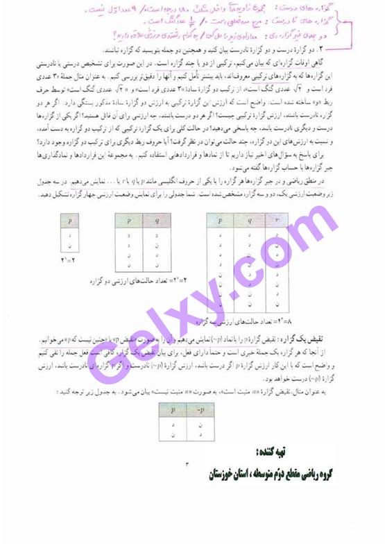 پاسخ فصل 1 ریاضی و آمار یازدهم انسانی صفحه 3