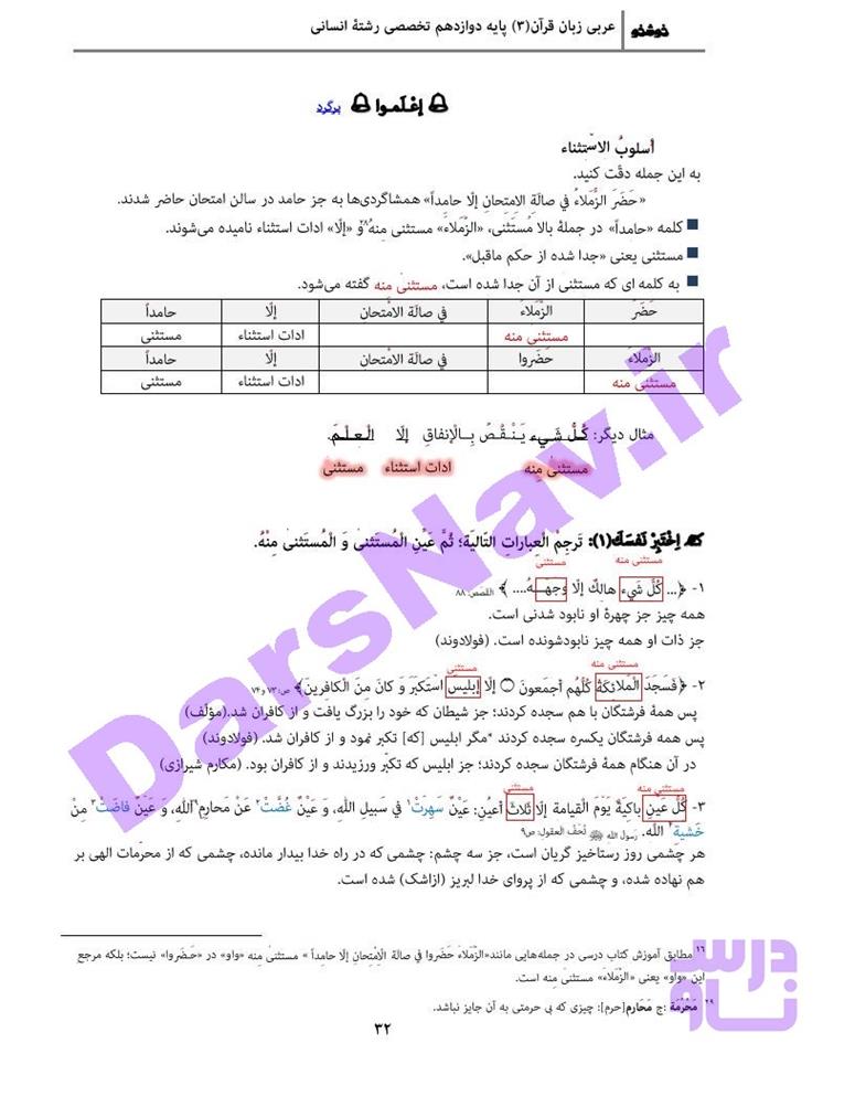 پاسخ درس 3 عربی دوازدهم انسانی صفحه 5