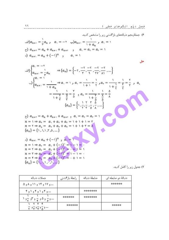 پاسخ فصل دو ریاضی و آمار دوازدهم انسانی صفحه 20