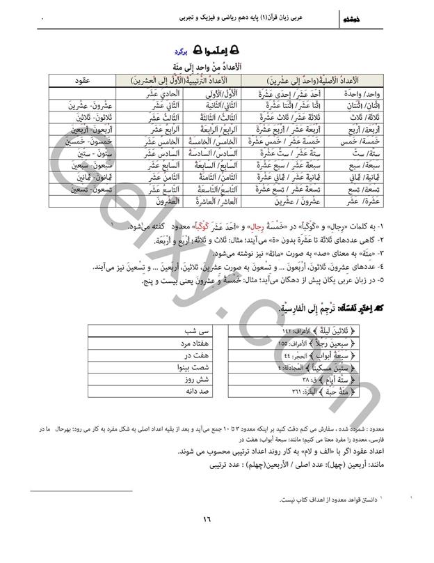 پاسخ درس دو عربی دهم صفحه 3