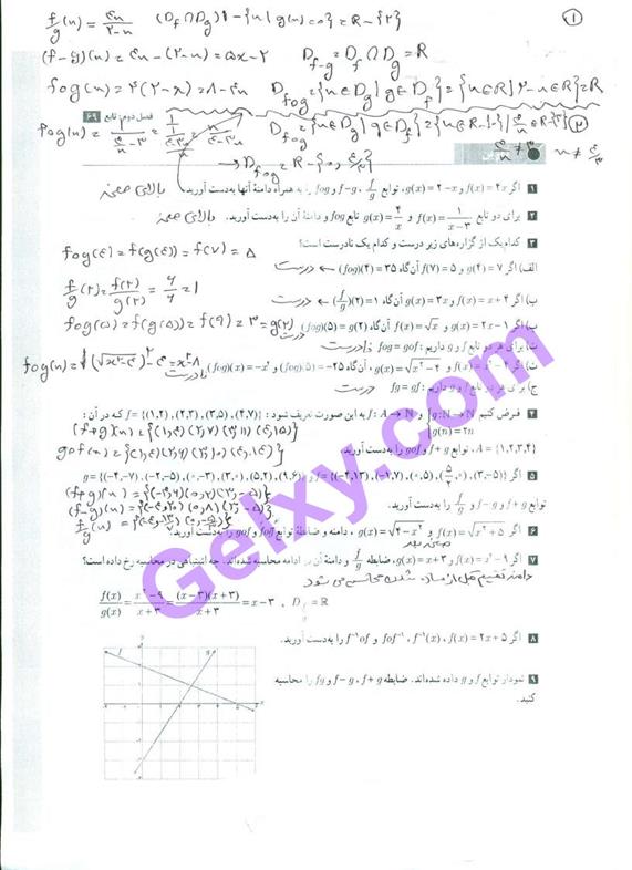 پاسخ فصل دو حسابان یازدهم ریاضی صفحه 35