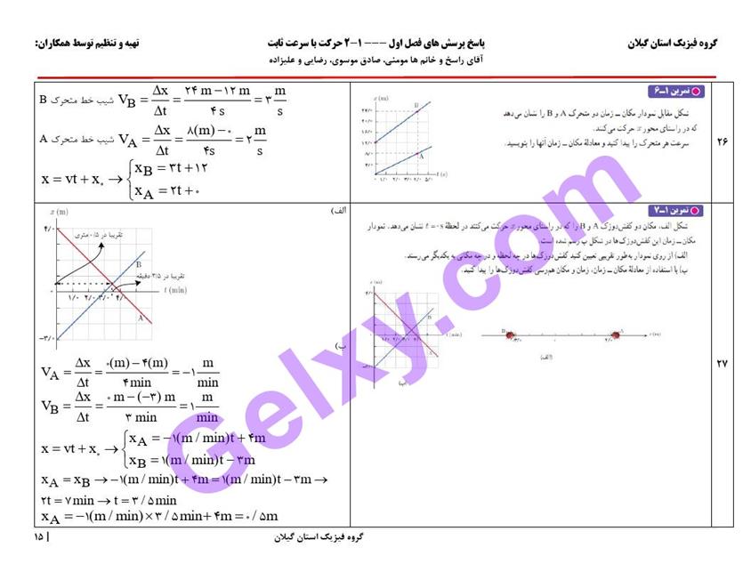 پاسخ فصل یک فیزیک دوازدهم ریاضی صفحه 15