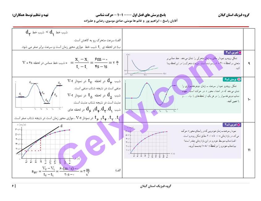 پاسخ فصل یک فیزیک دوازدهم ریاضی صفحه 6