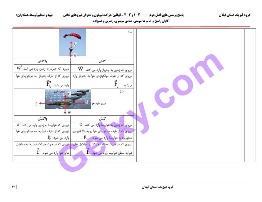 پاسخ فصل 2 فیزیک دوازدهم ریاضی صفحه 13