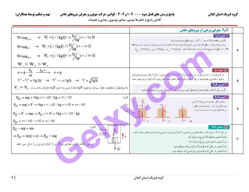 پاسخ فصل 2 فیزیک دوازدهم ریاضی صفحه 3