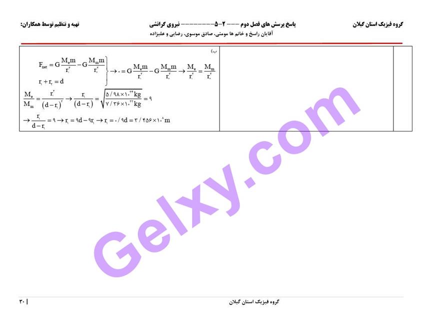 پاسخ فصل دو فیزیک دوازدهم ریاضی صفحه 30