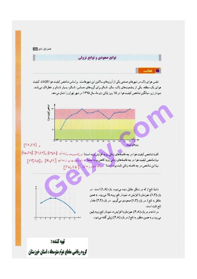 پاسخ فصل یک حسابان دوازدهم ریاضی صفحه 18