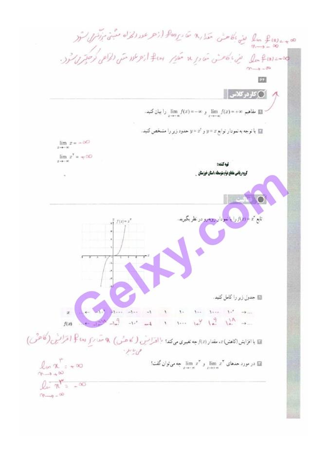 پاسخ فصل 3 حسابان دوازدهم ریاضی صفحه 44