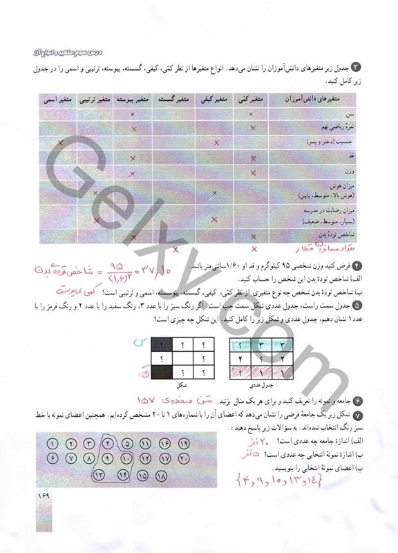 پاسخ فصل هفت ریاضی دهم صفحه 31