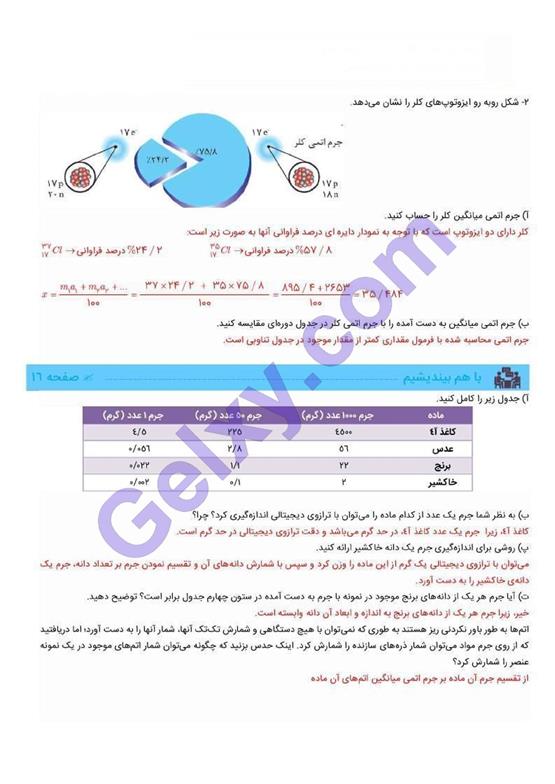 پاسخ فصل یک شیمی دهم صفحه 6