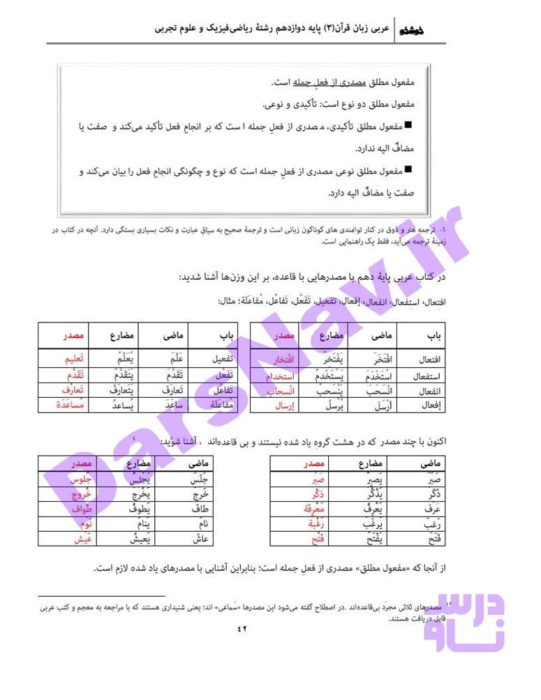 پاسخ درس چهار عربی دوازدهم صفحه 5