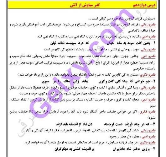 پاسخ درس 12 فارسی دوازدهم صفحه 1