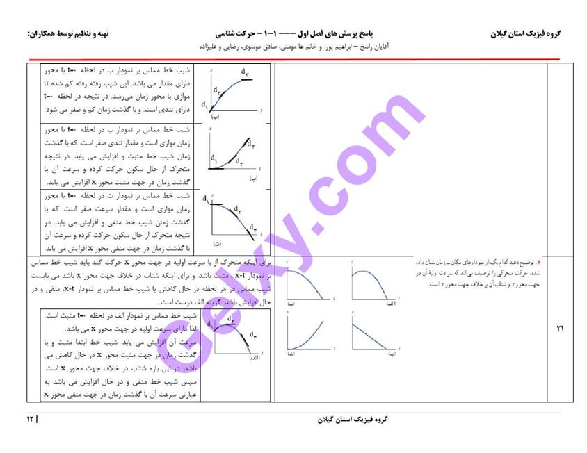 پاسخ فصل یک فیزیک دوازدهم تجربی صفحه 12