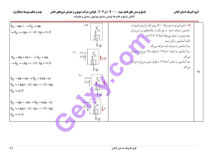 پاسخ فصل 2 فیزیک دوازدهم تجربی صفحه 9