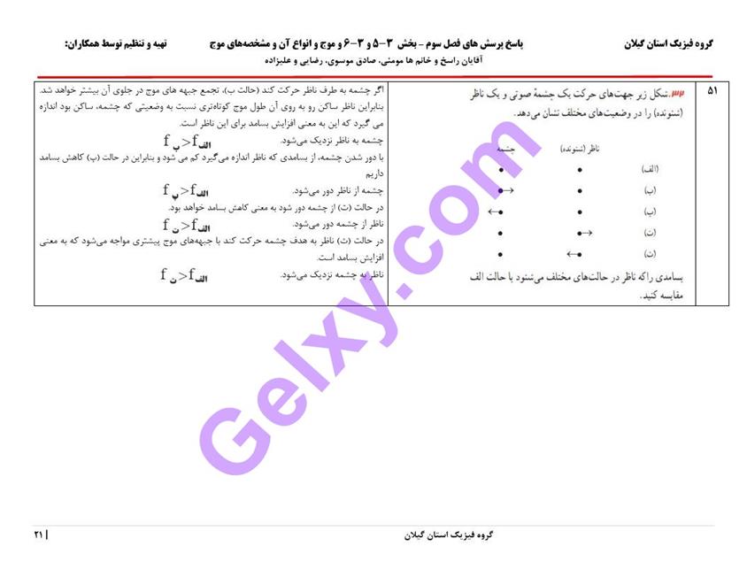 پاسخ فصل 3 فیزیک دوازدهم تجربی صفحه 21