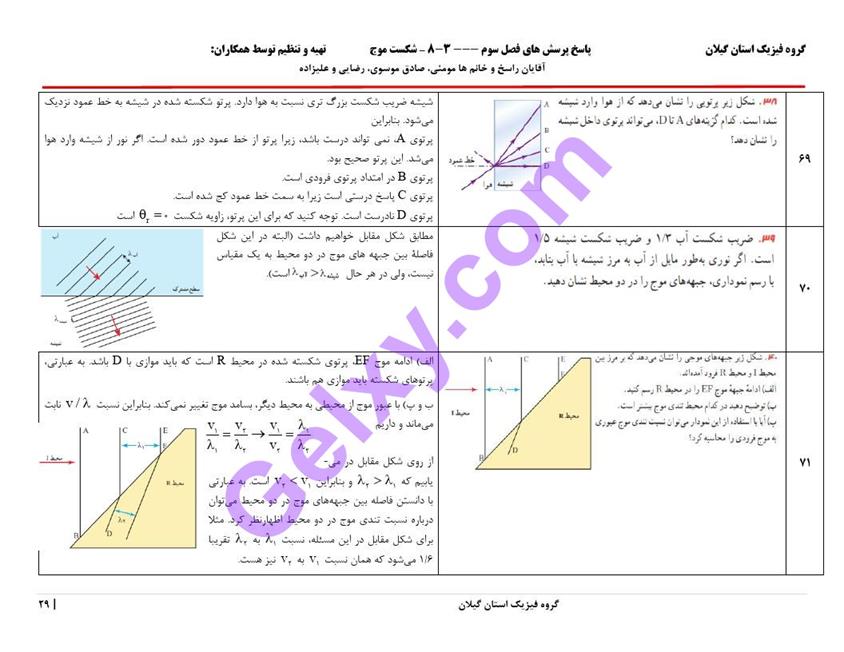 پاسخ فصل سه فیزیک دوازدهم تجربی صفحه 29