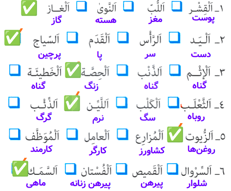 جواب تمرین صفحه ۵۲ درس ۴ عربی یازدهم